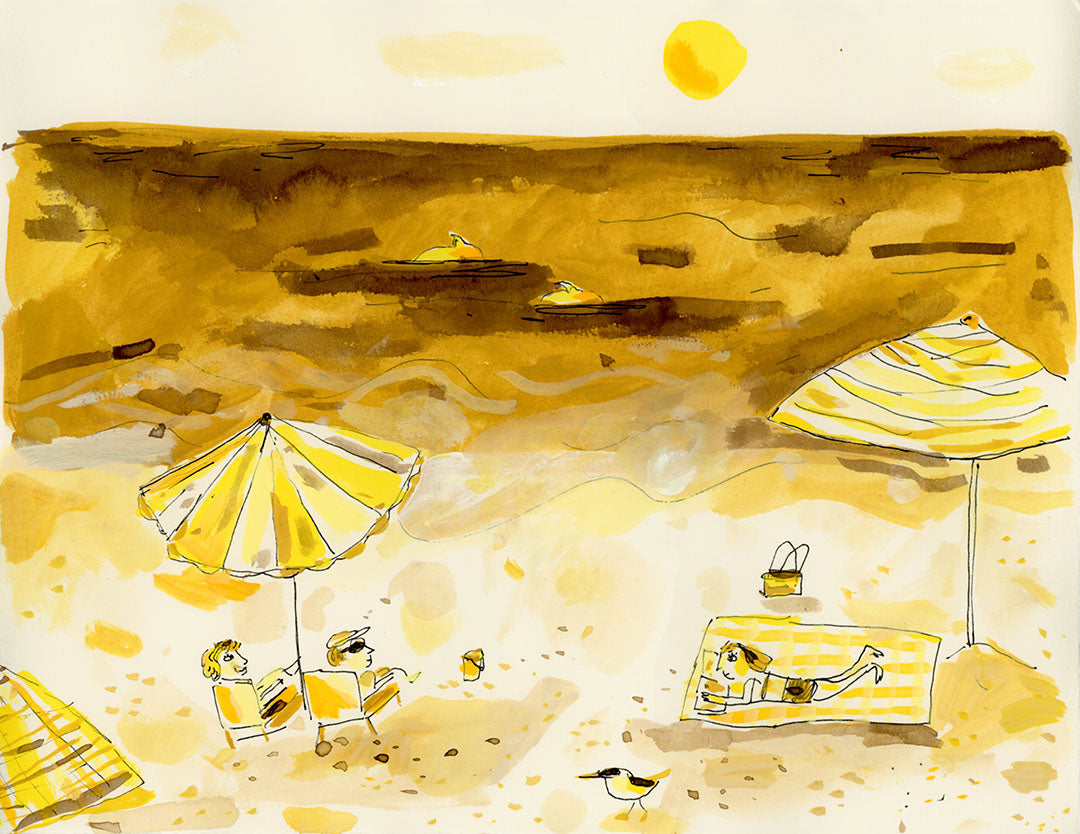 Beach painting in yellows 2