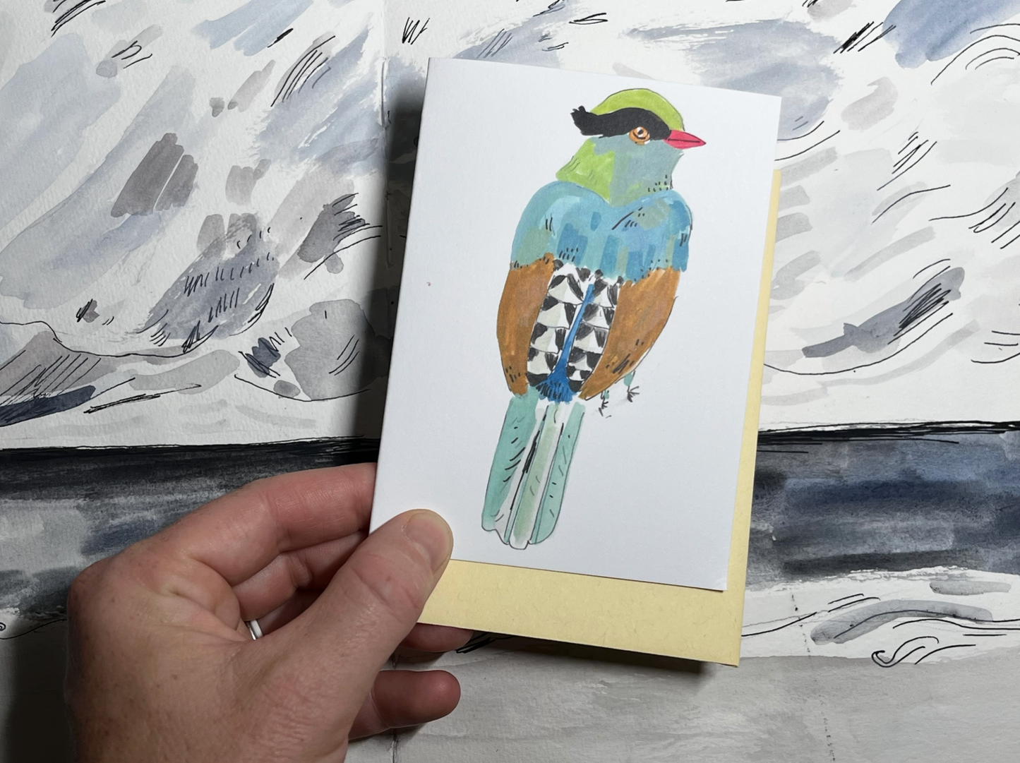 Teal kingfisher Notecard
