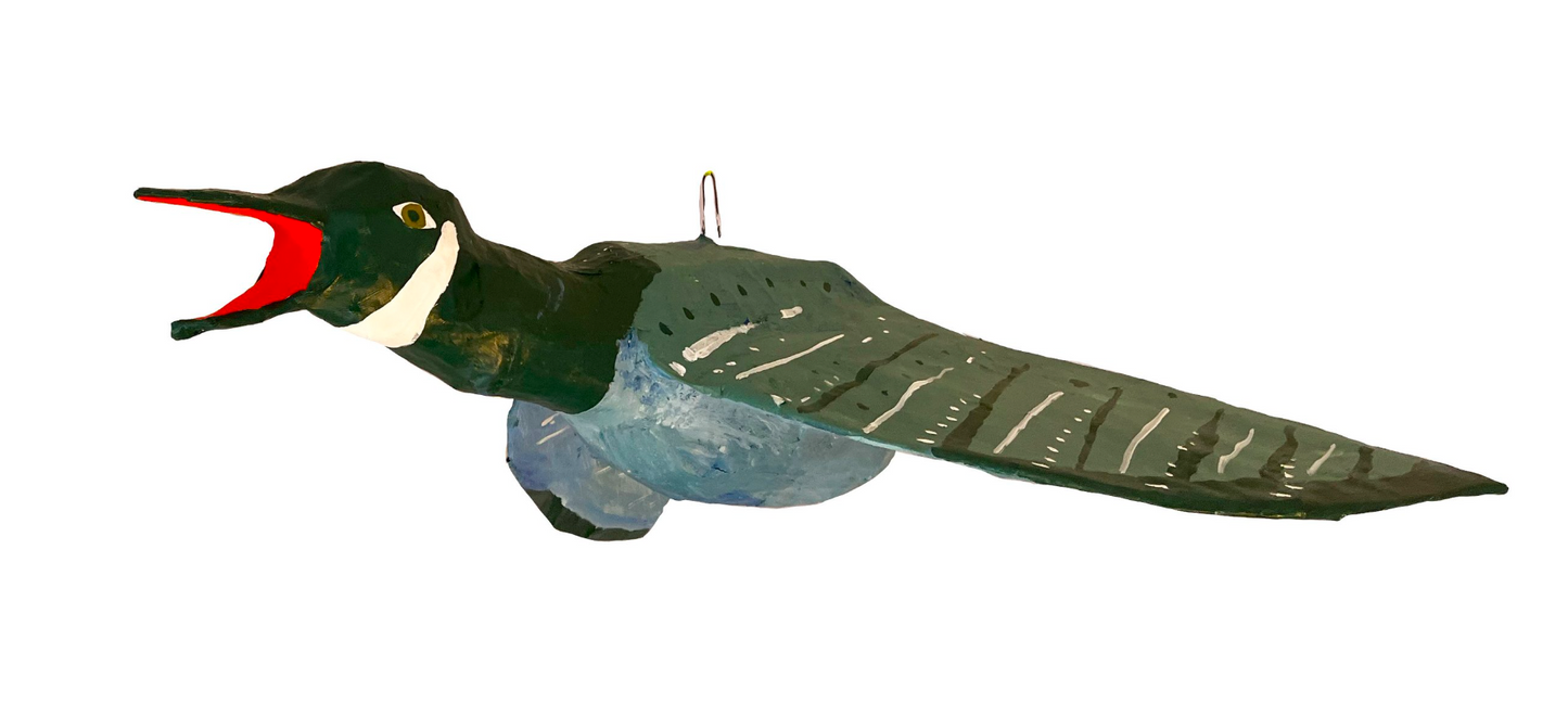 Large flying blue goose