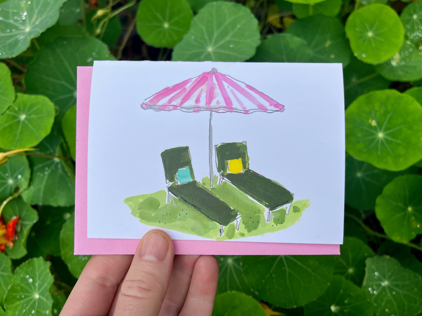 Pink Umbrella Notecard