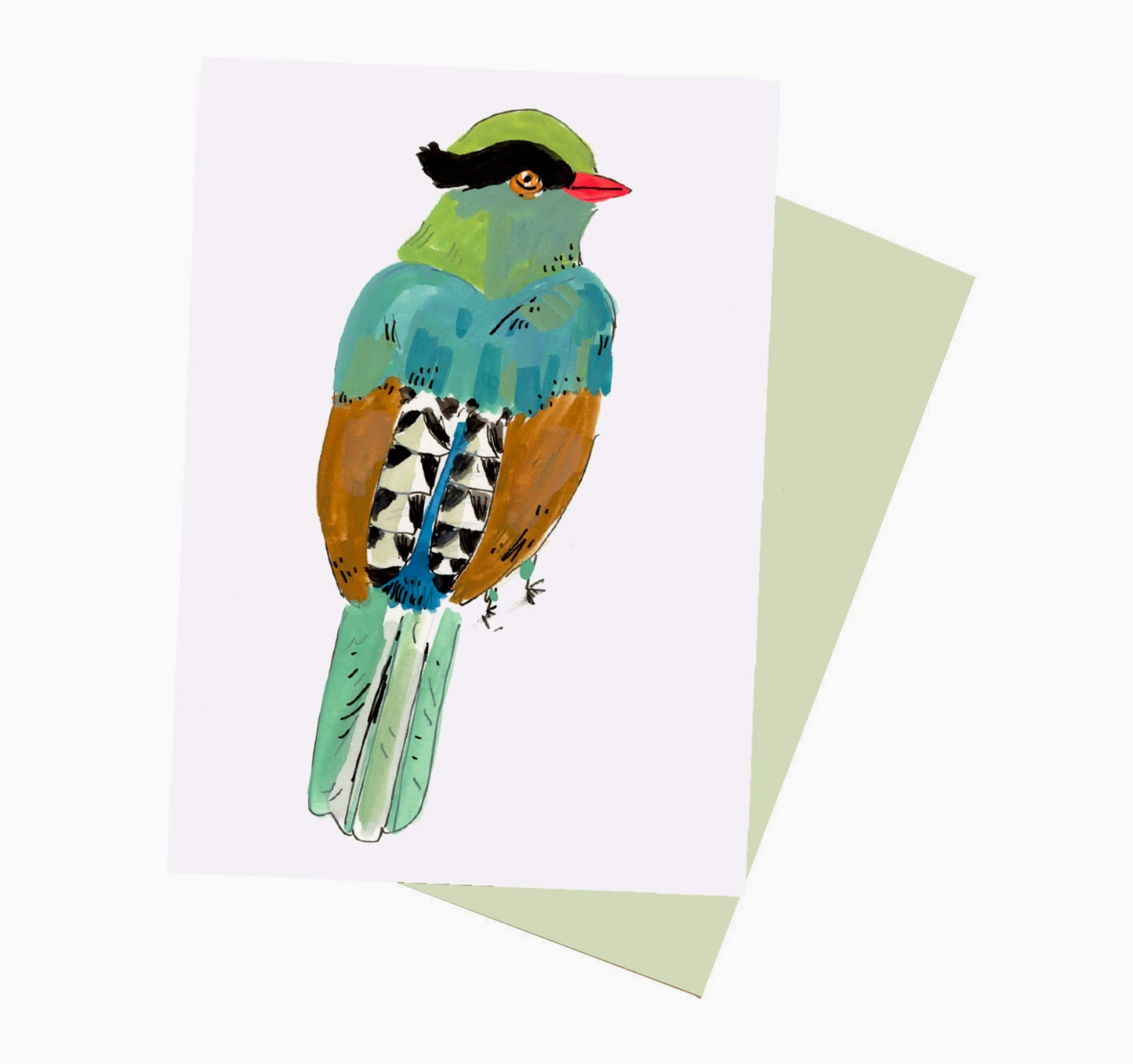 Teal kingfisher Notecard