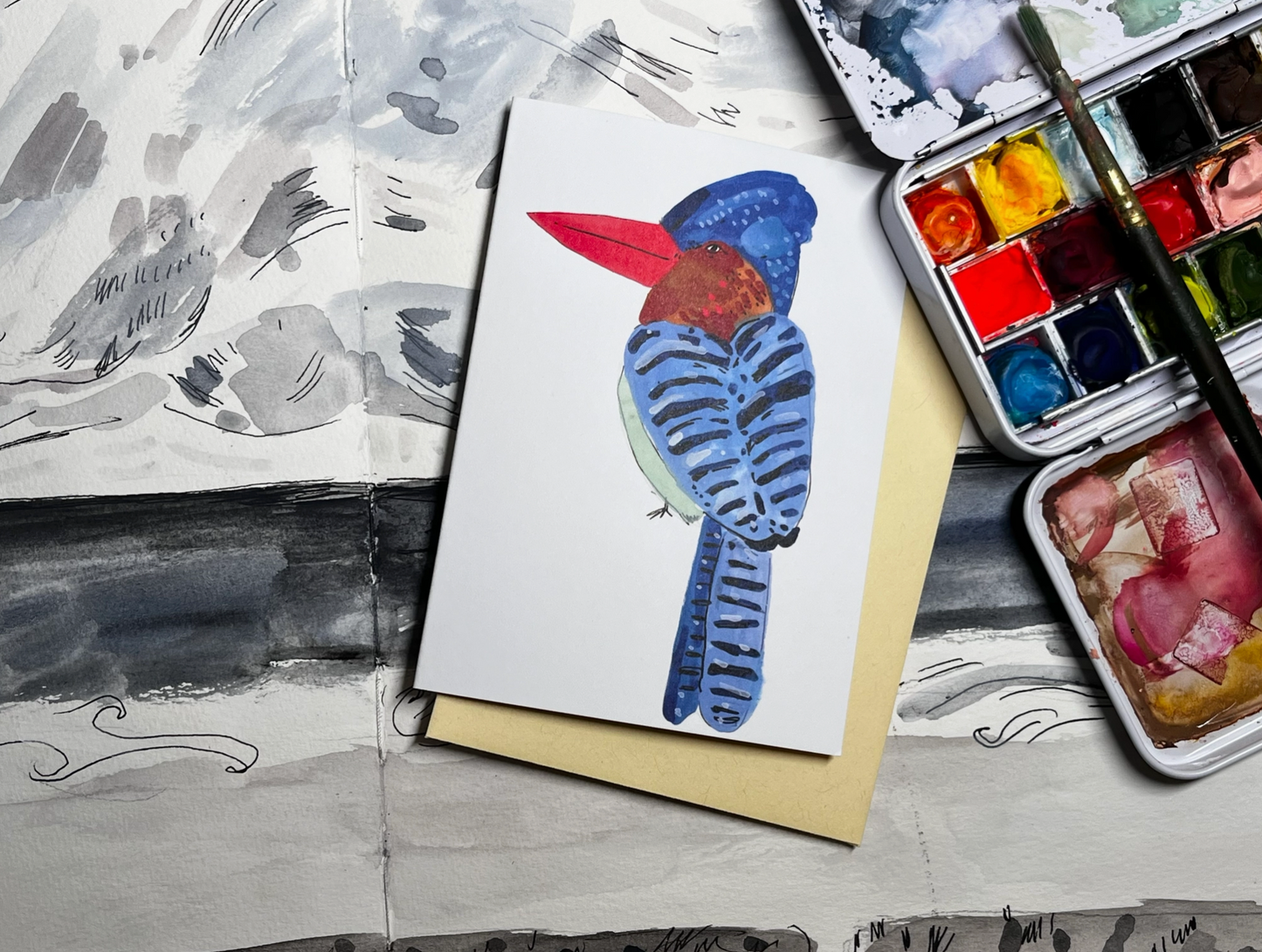 Blue kingfisher Notecard