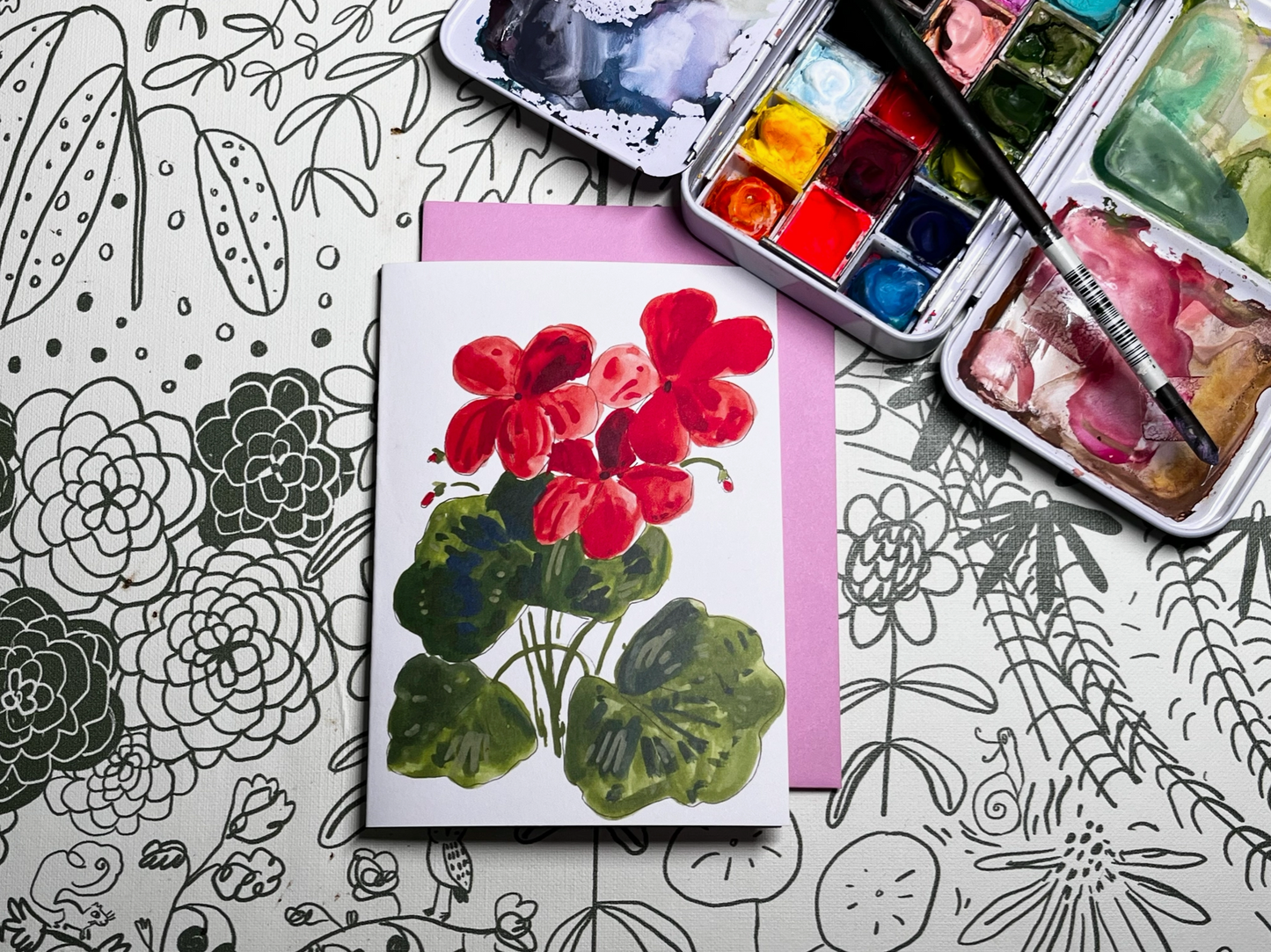 Geranium Notecard