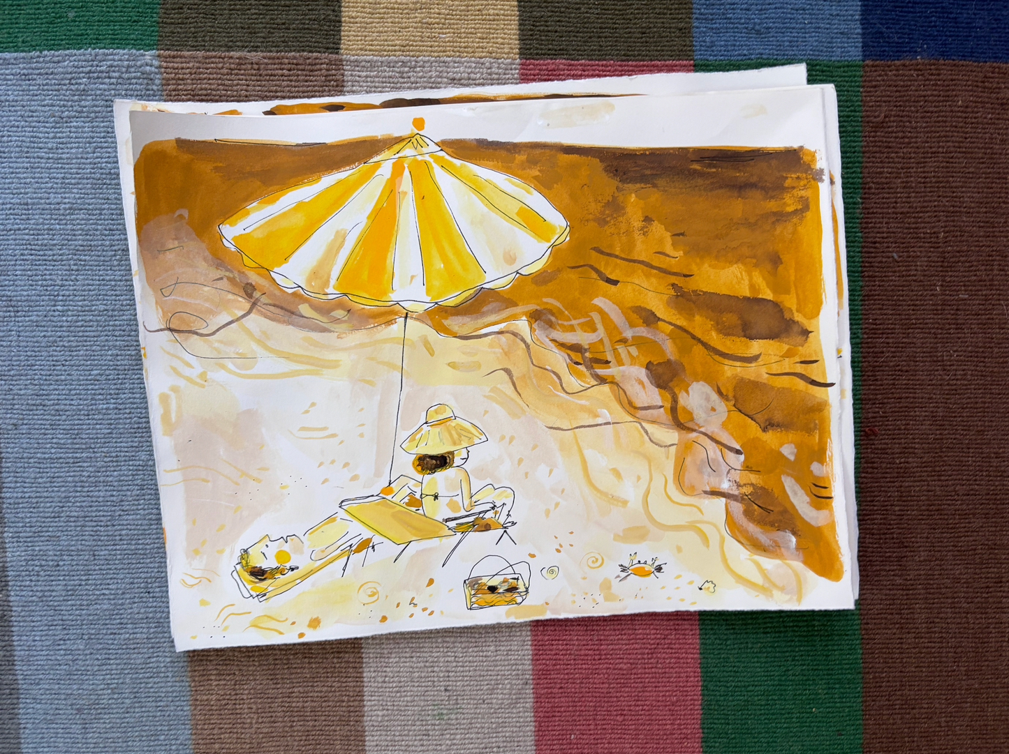 Beach painting in yellows 3