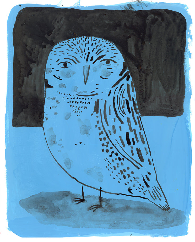 Owl, painting on paper