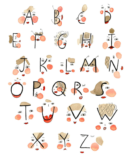 Face Alphabet, Framed Poster