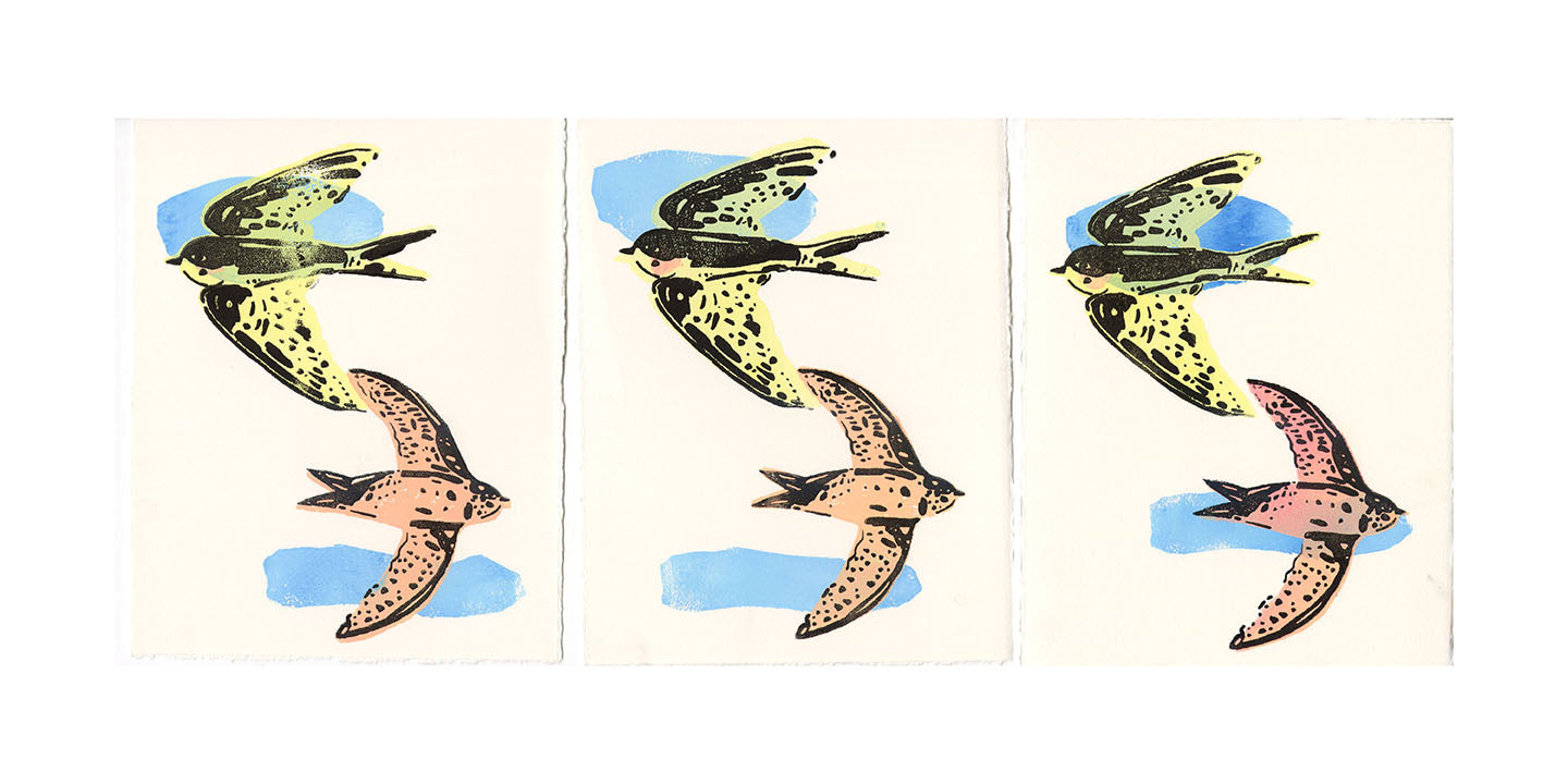 Flying Birds Block Print