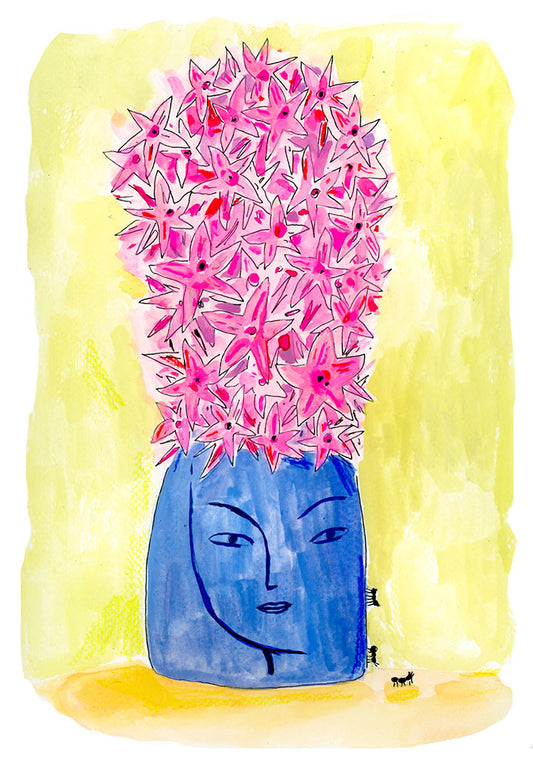 Hyacinth flowers , painting on paper