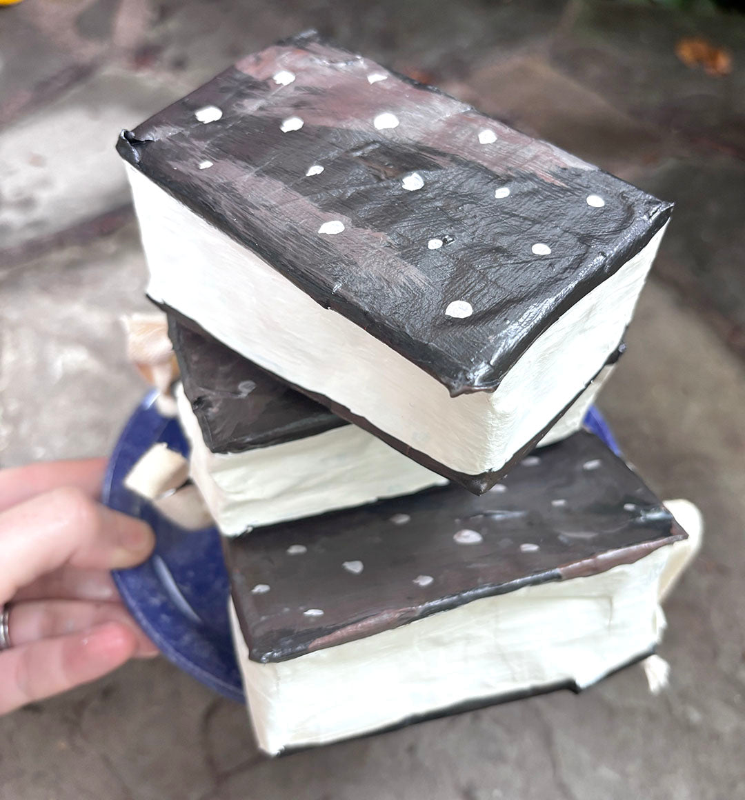 Ice Cream Sandwich, paper mache ornament