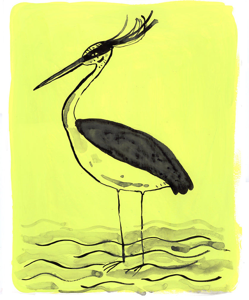 Heron, painting on paper