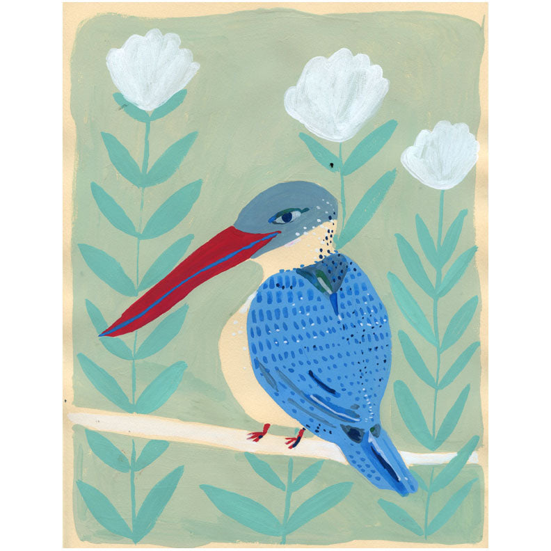 Stork Billed Kingfisher, painting on paper