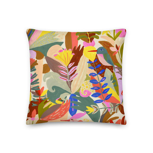 Tropical Birds + Plants Pillow