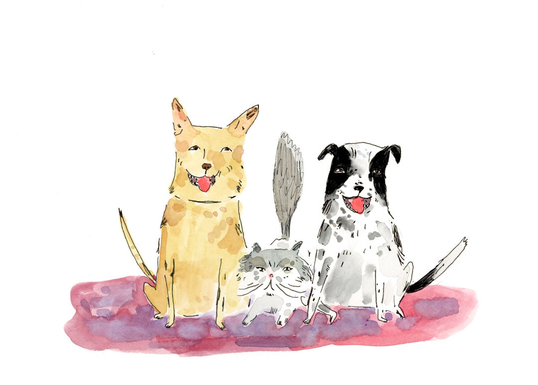 Custom watercolor portraits, 9" by 12"