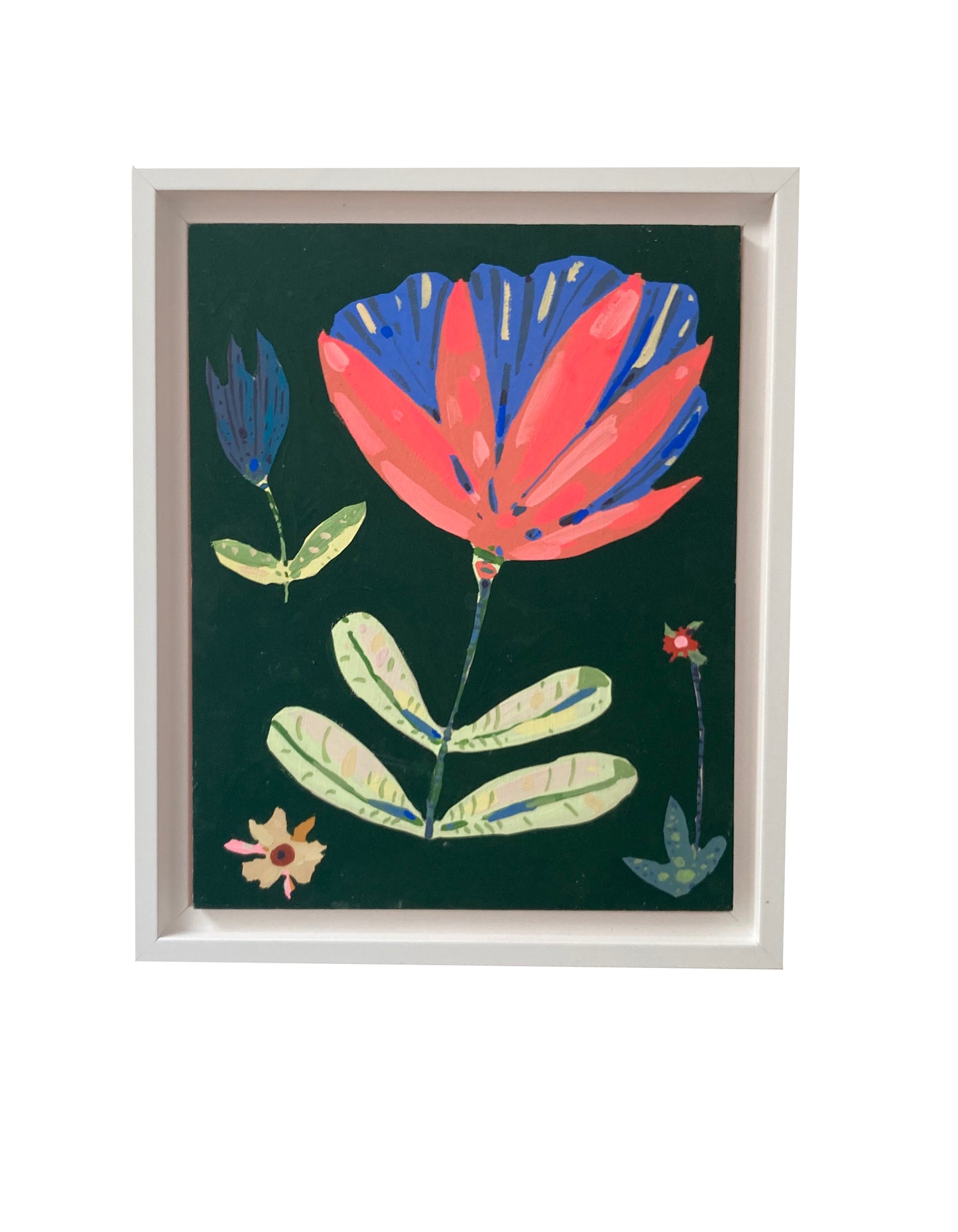 Colorful flowers 2, framed painting on board.