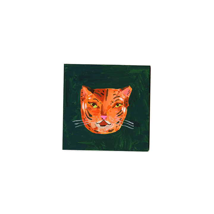 Tiger head, painting on board
