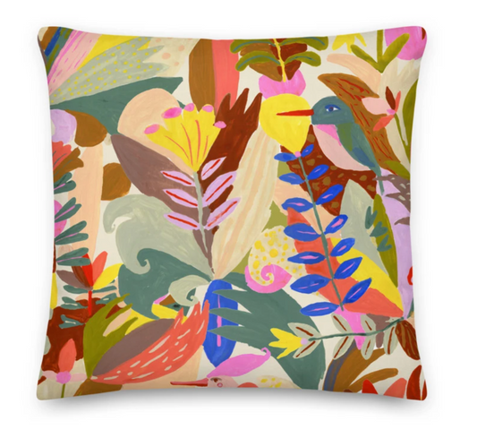 Tropical Birds and Plants pillow