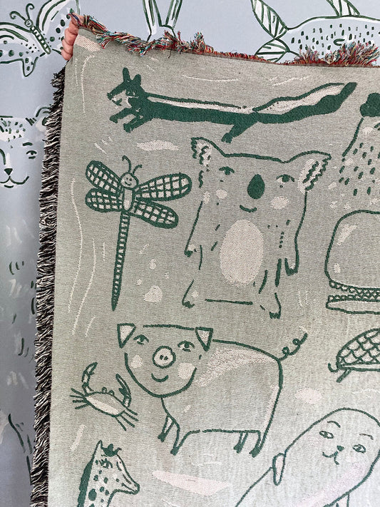 Animals Woven Blanket