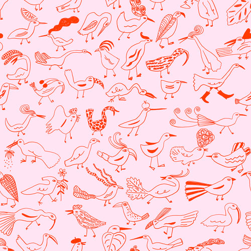 Birds, pink and red Wallpaper