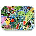 Floral illustrated wooden tray