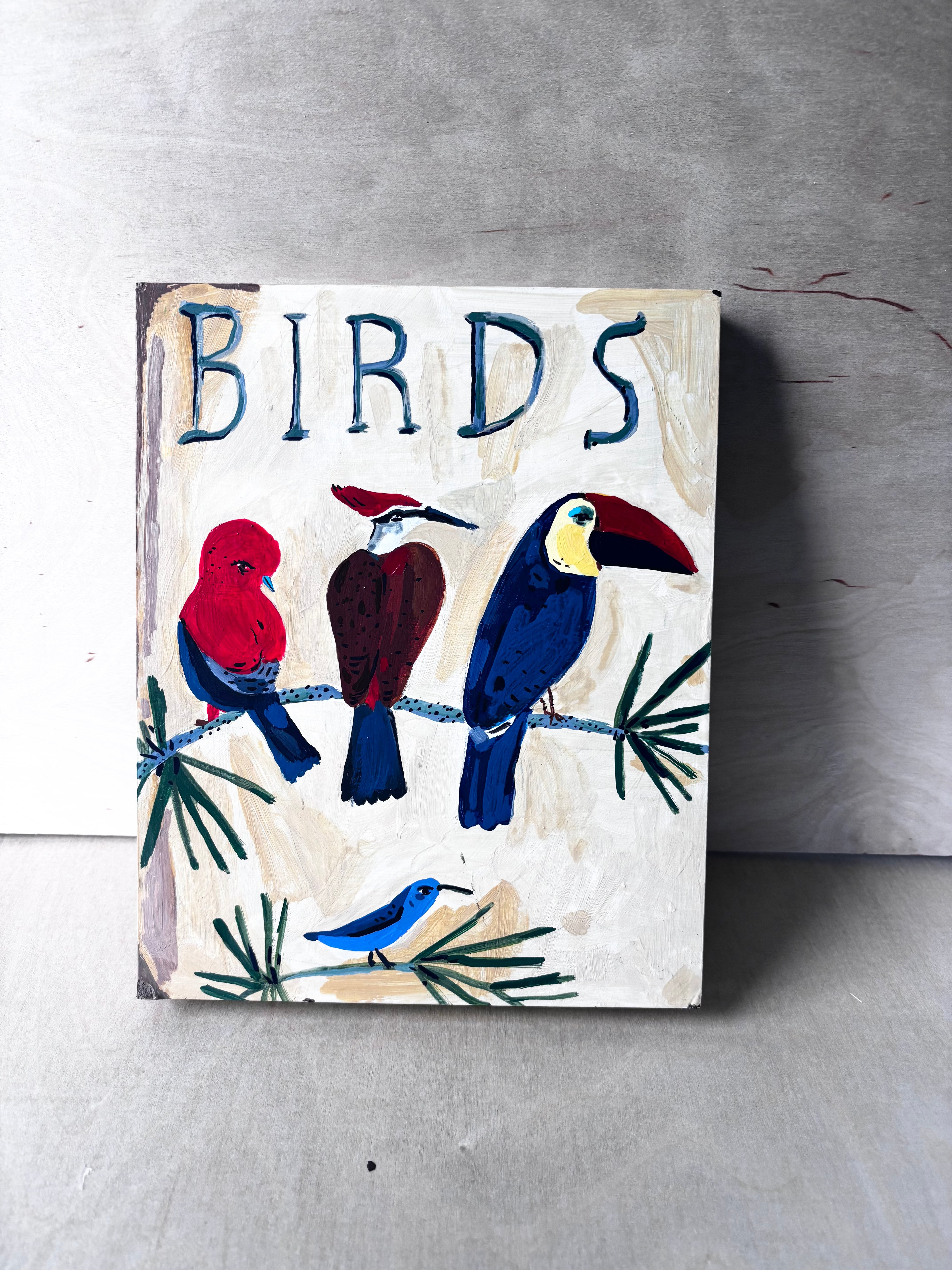 Birds book, painting on paper