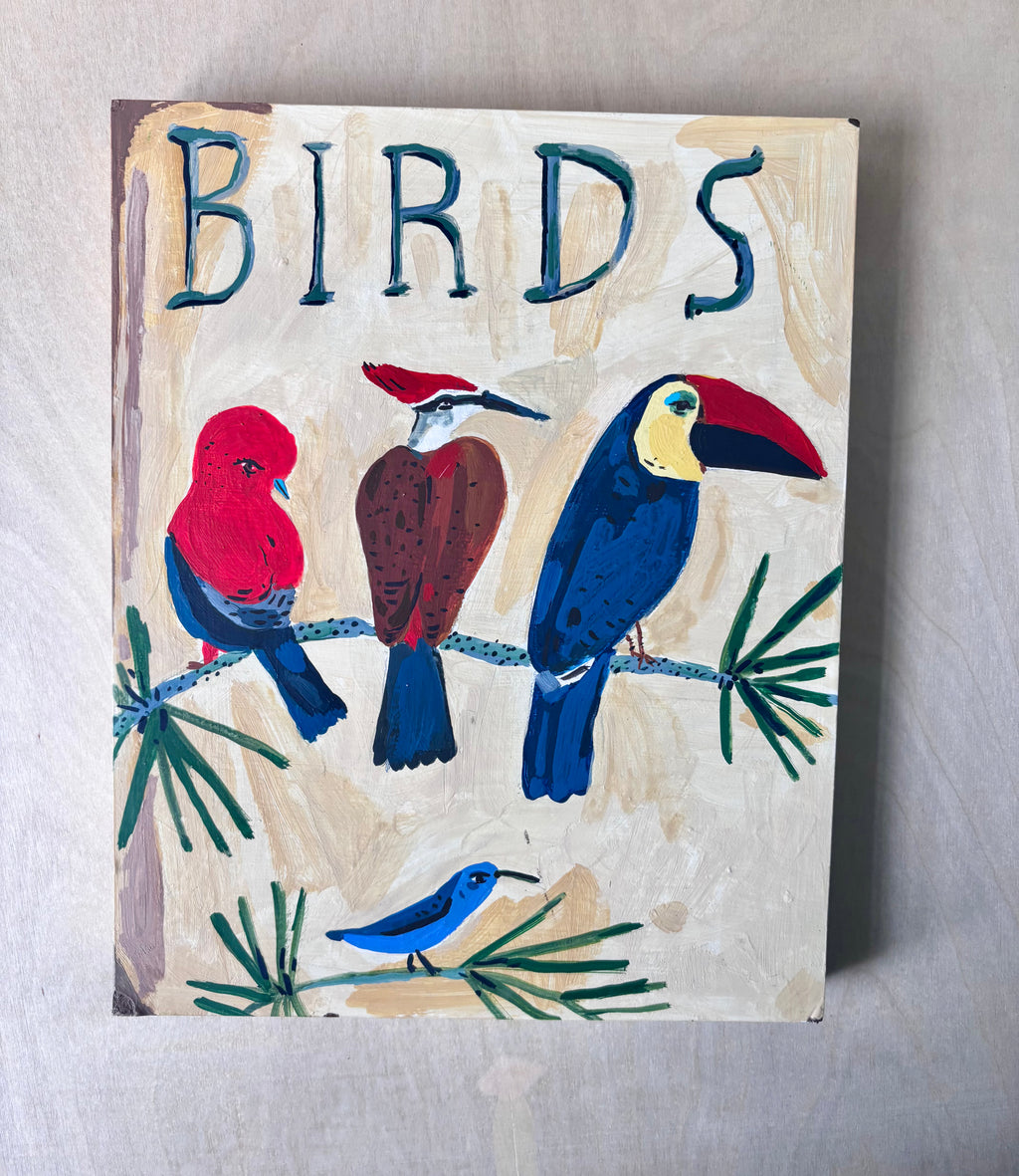 Birds book, painting on paper