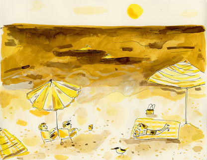 Beach painting in yellows 2
