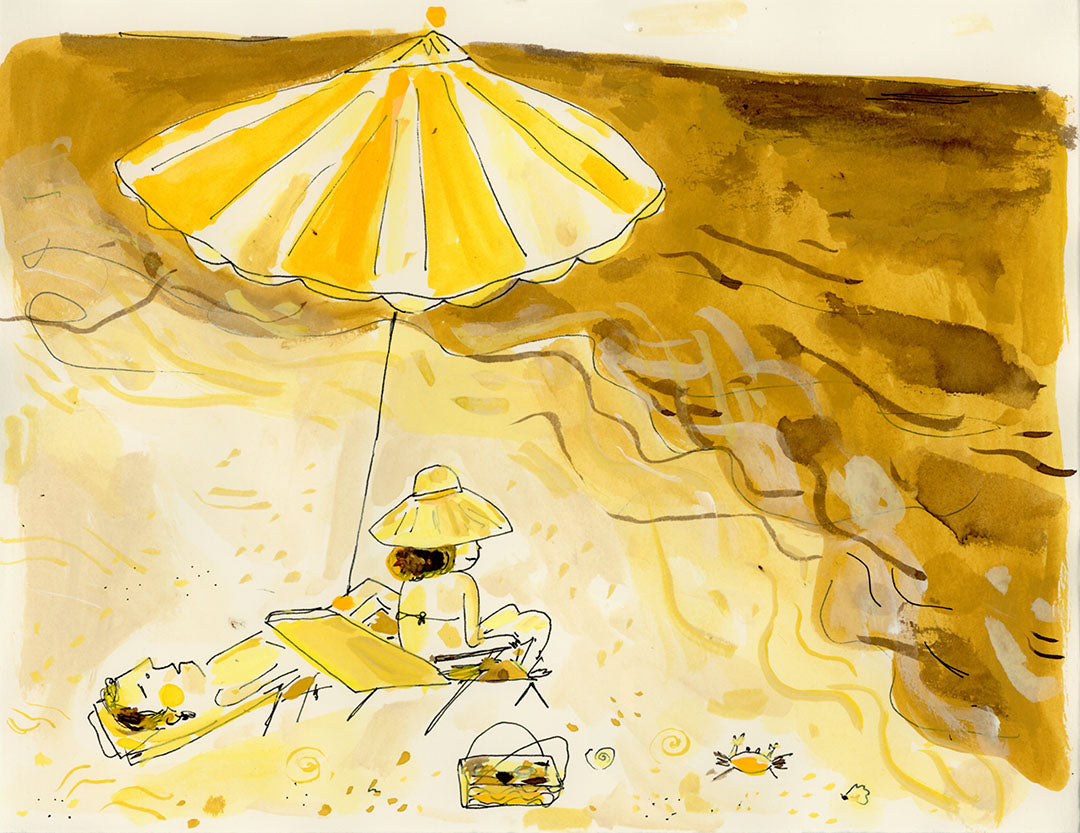 Beach painting in yellows 3