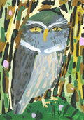 Owl painting on wood block, 1