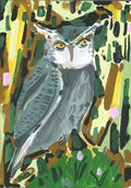 Owl painting on wood block, 3