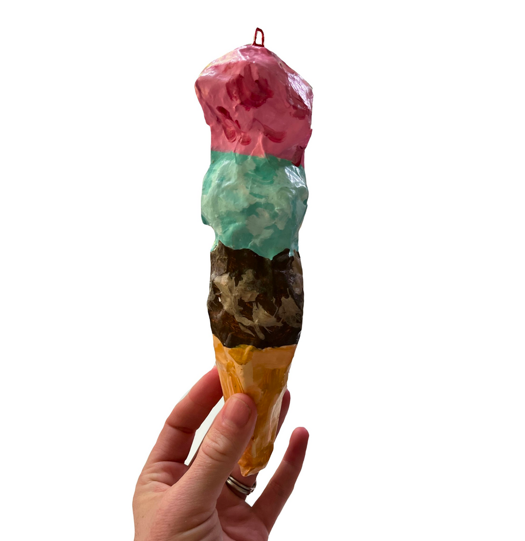 Ice Cream, paper mache ornament