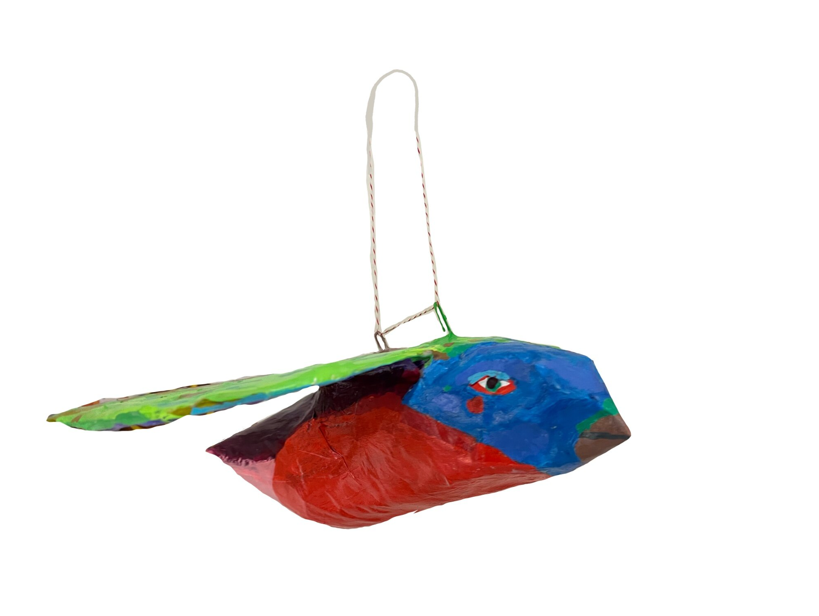 Colorful painted bunting bird, paper mache