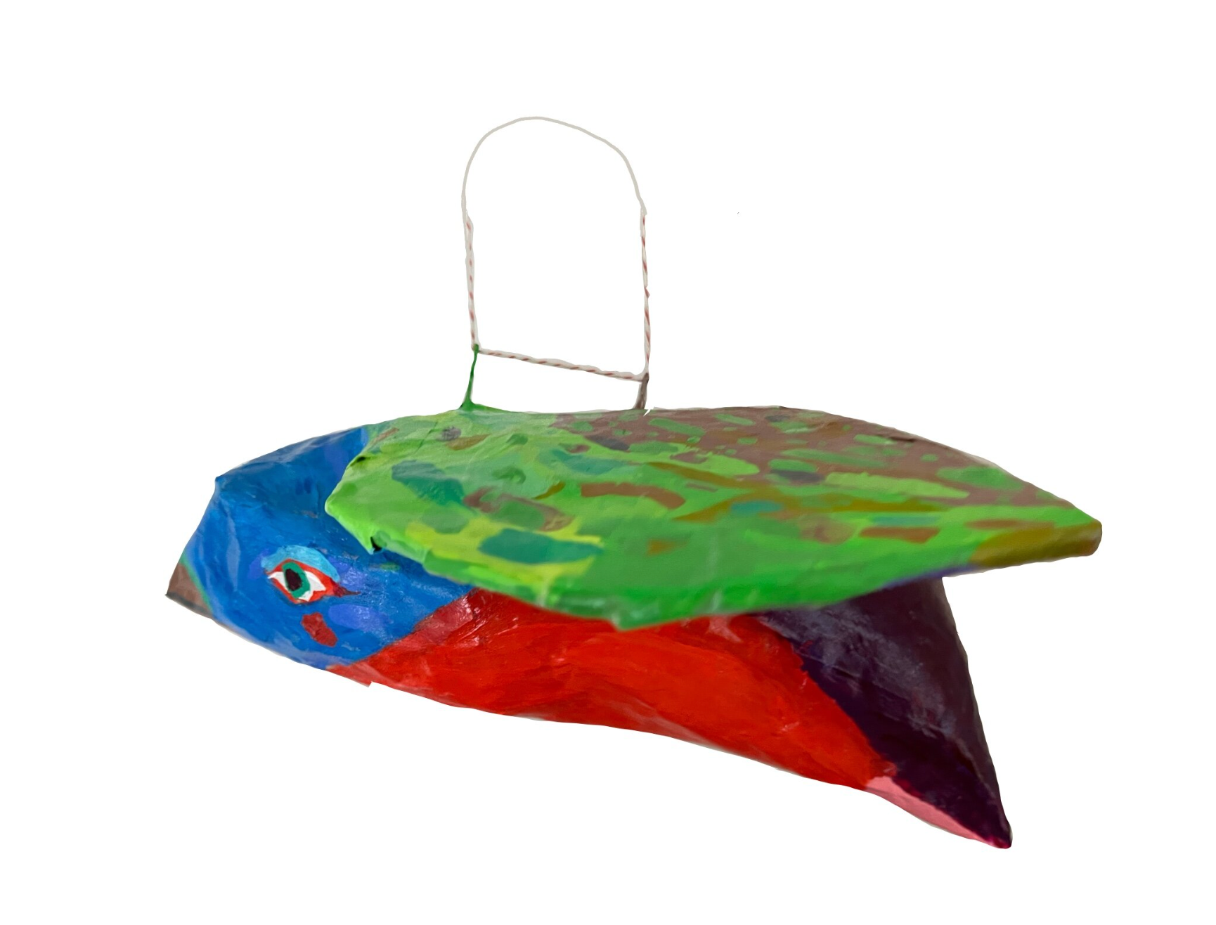 Colorful painted bunting bird, paper mache
