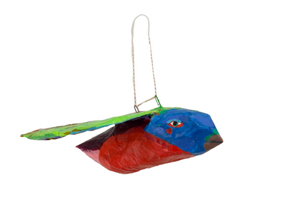 Colorful painted bunting bird, paper mache