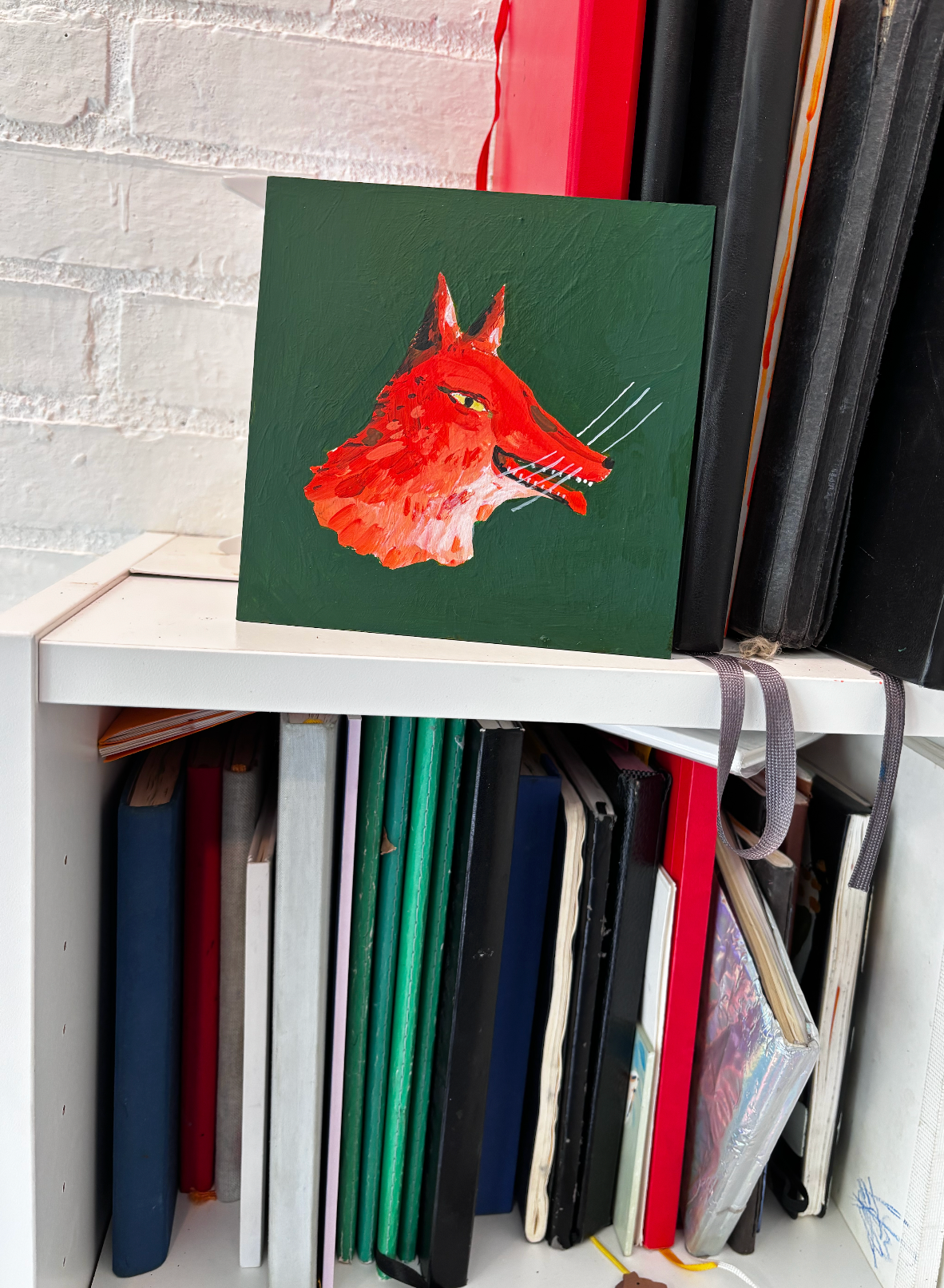 Fox  head, painting on board