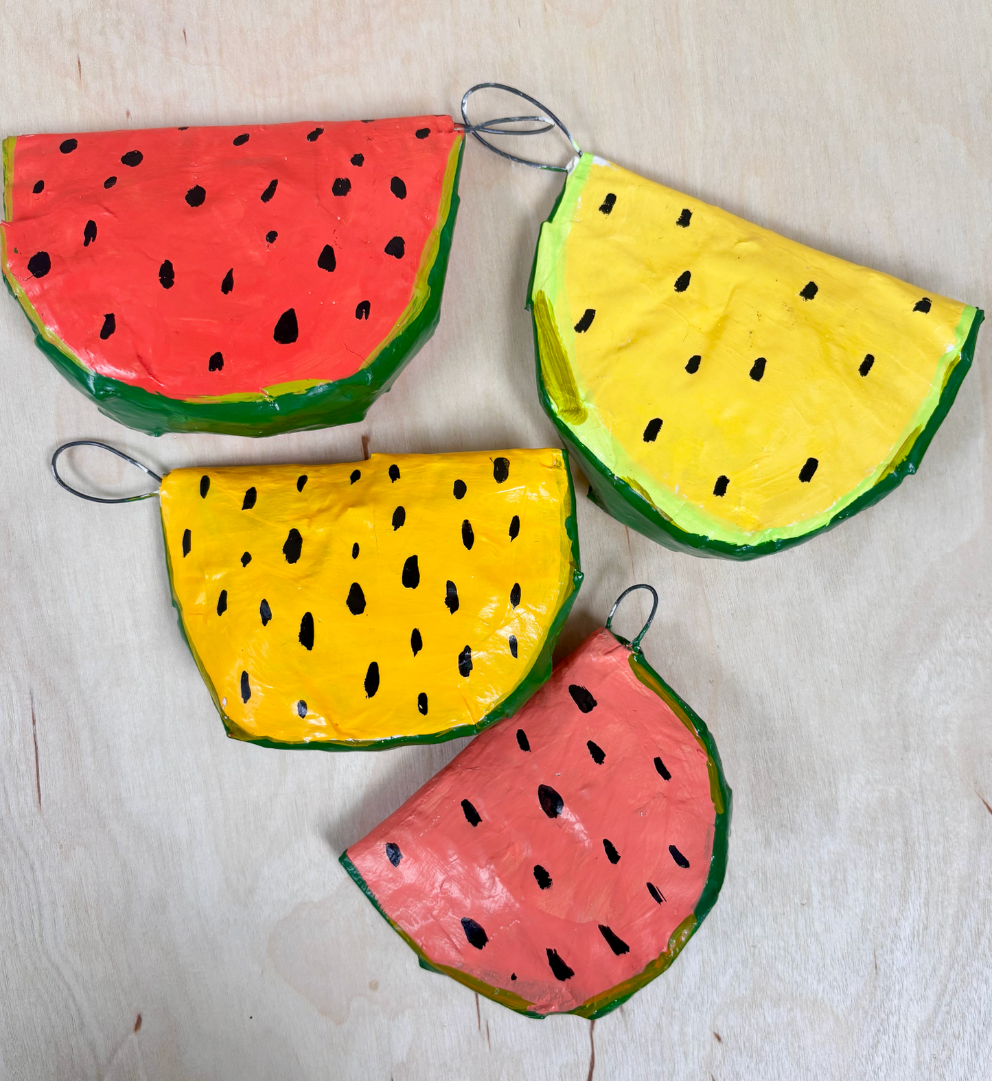 Watermelon, paper mache ornament