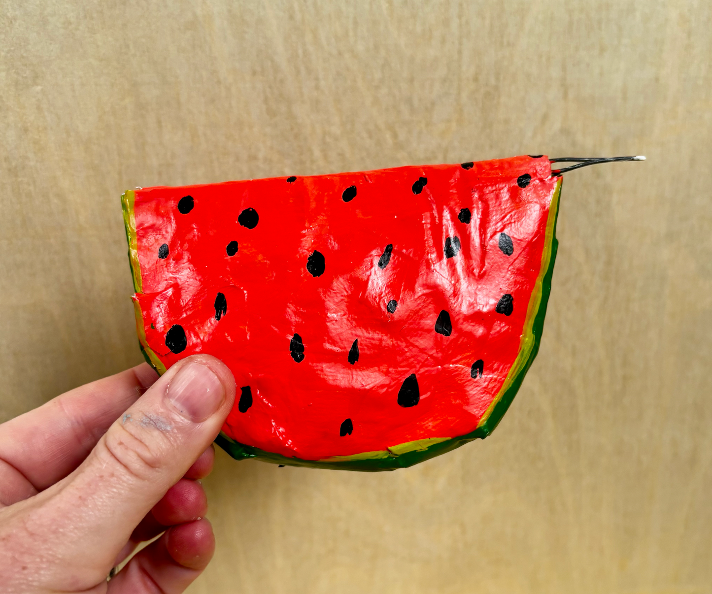 Watermelon, paper mache ornament