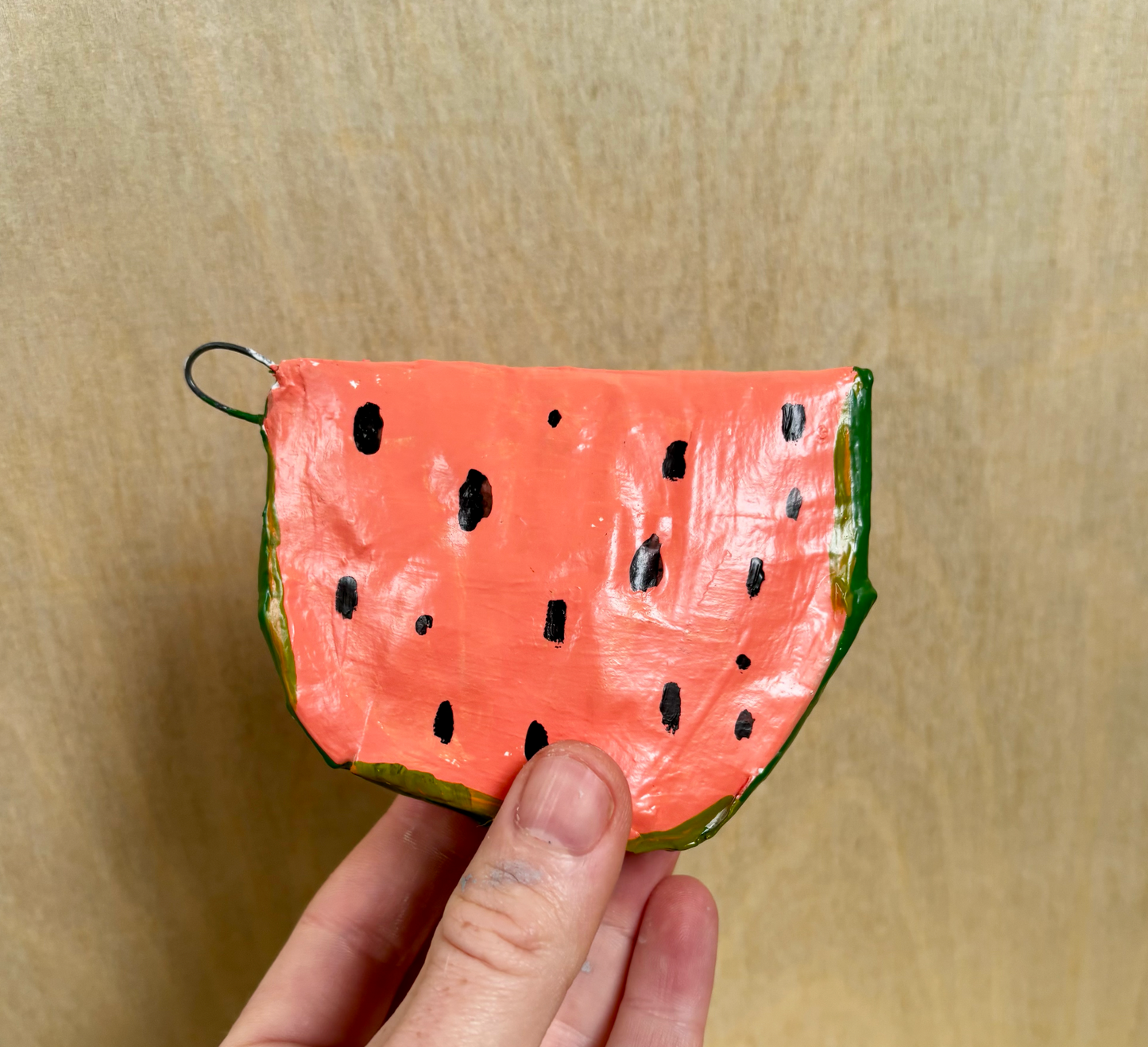 Watermelon, paper mache ornament