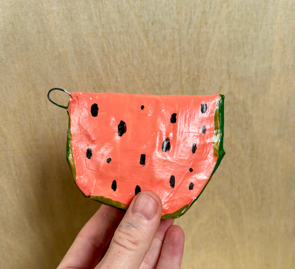 Watermelon, paper mache ornament