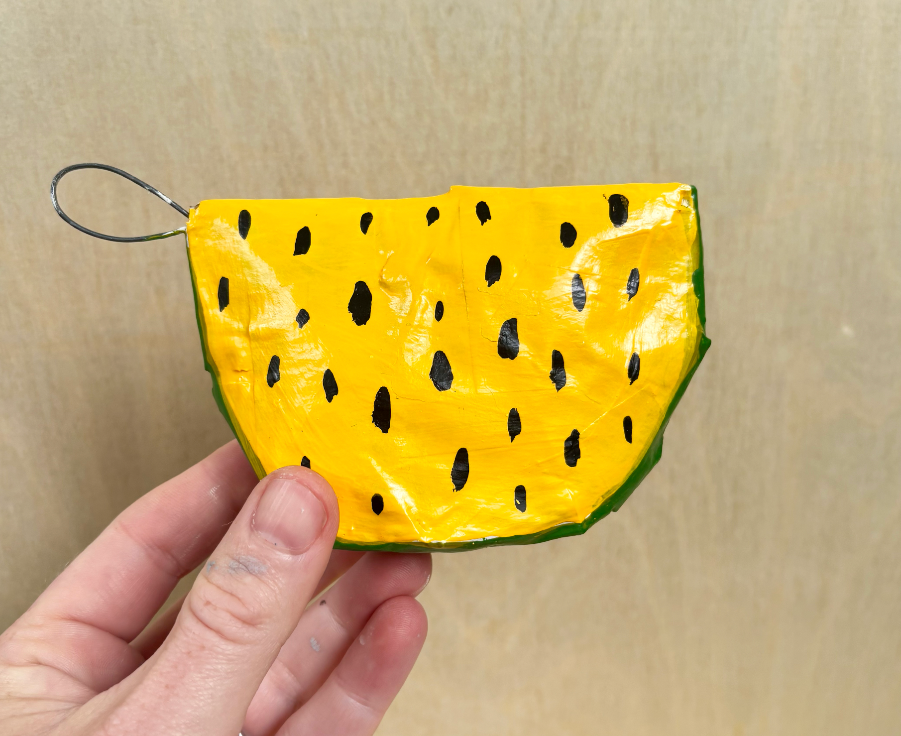 Watermelon, paper mache ornament