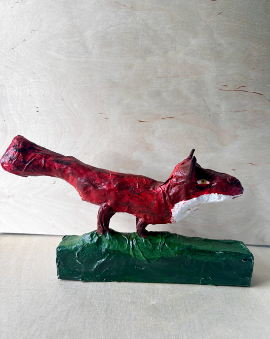 Fox statue 2, paper mache