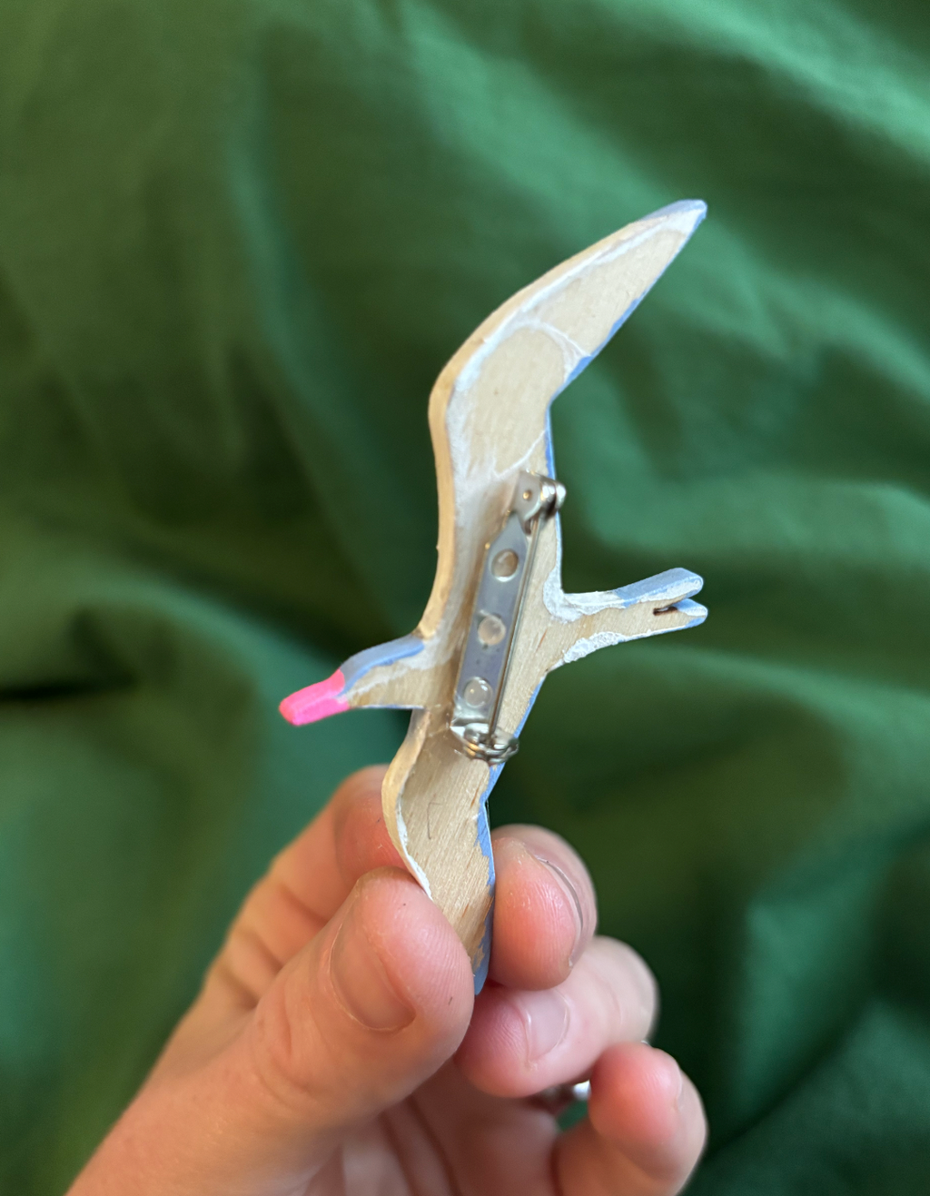 Bird pin, hand painted