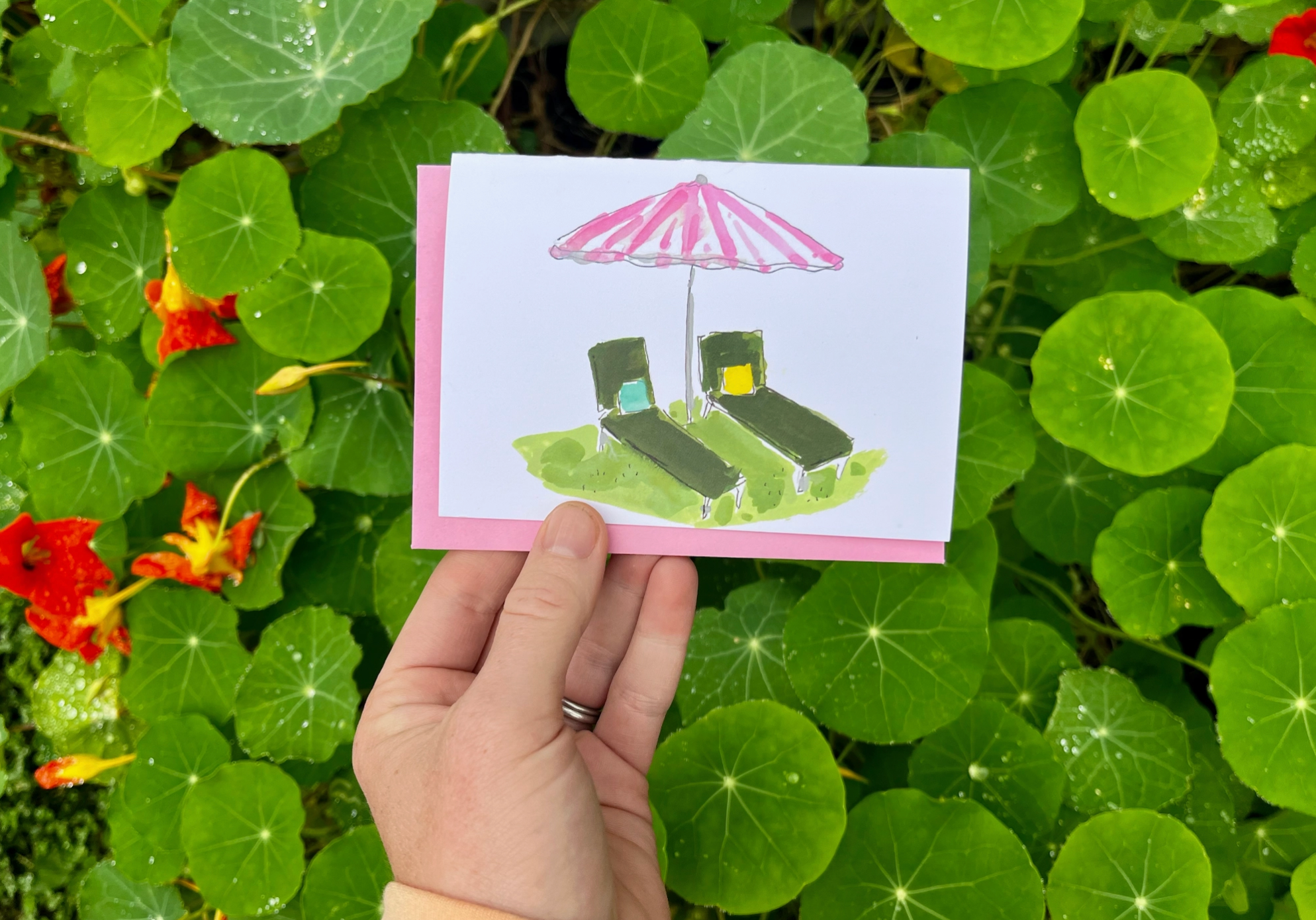 Pink Umbrella Notecard
