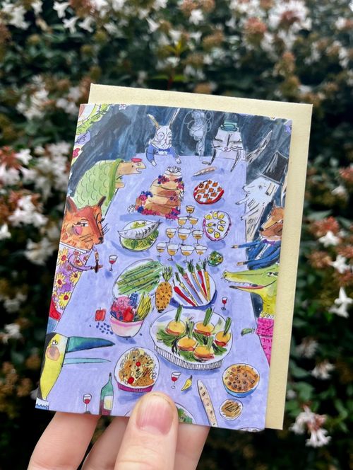 Animal Dinner Party Notecard