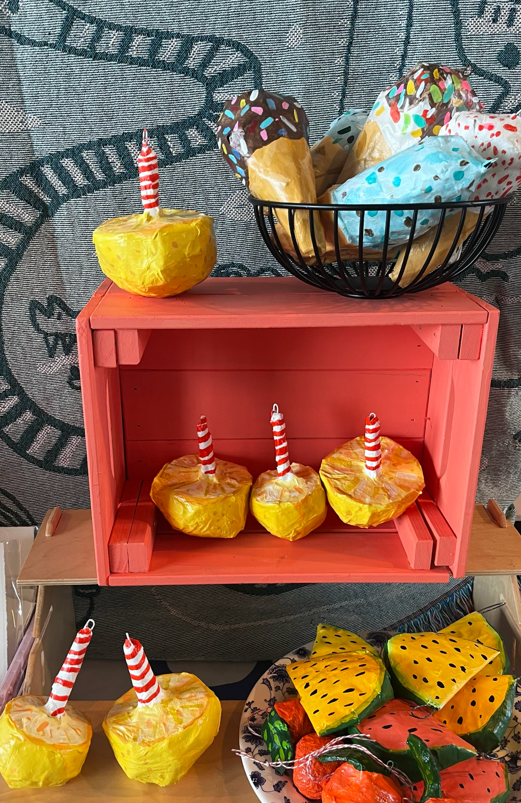 Lemon Stick paper mache ornament