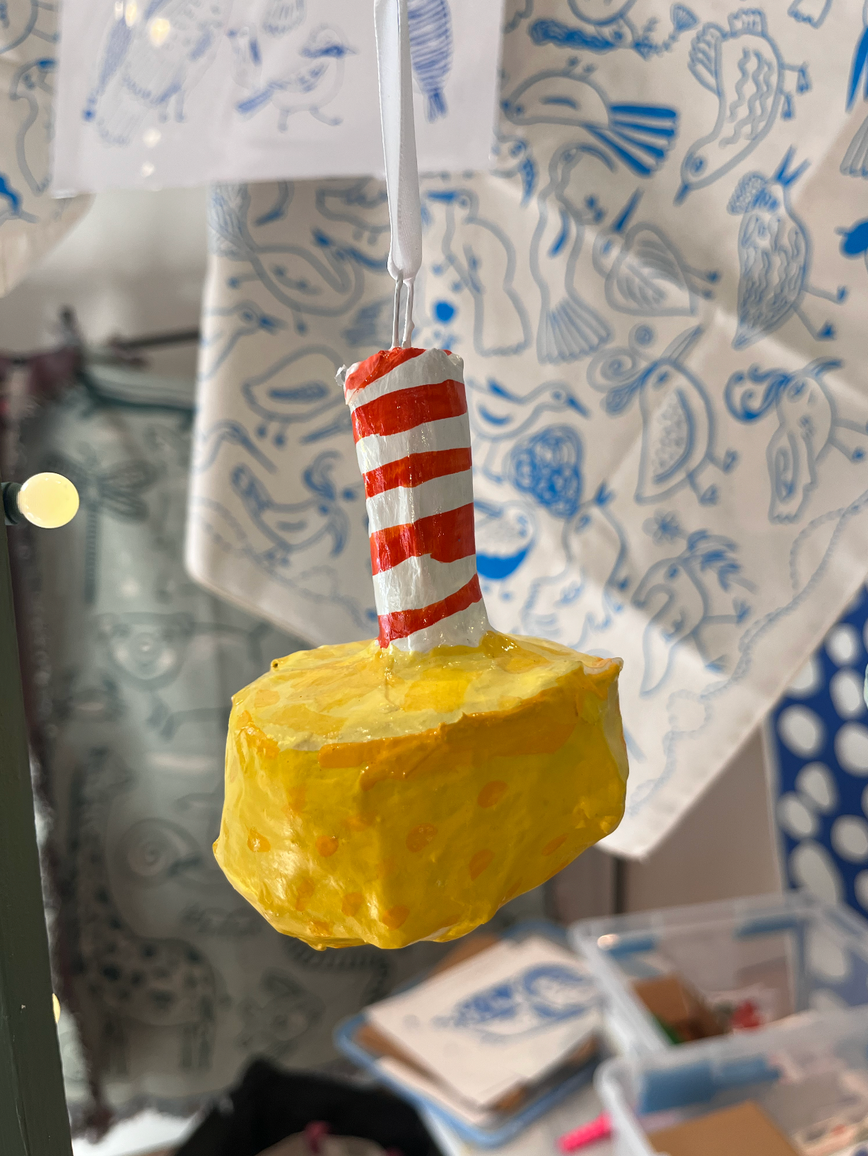 Lemon Stick paper mache ornament