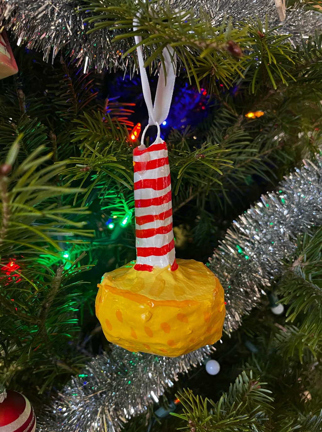 Lemon Stick paper mache ornament