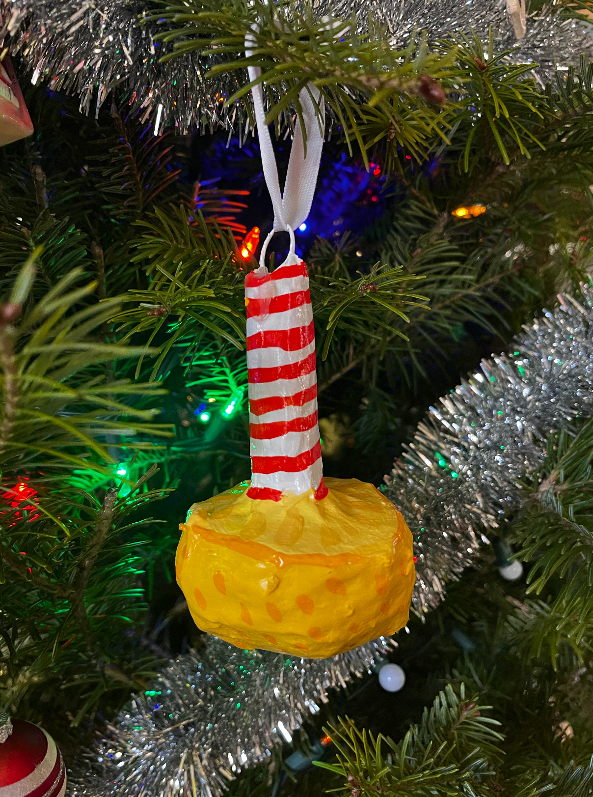 Lemon Stick paper mache ornament