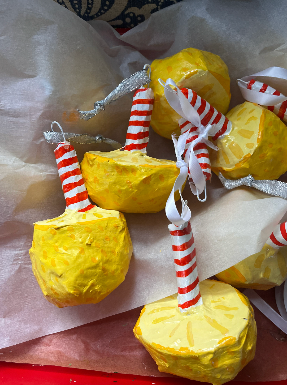 Lemon Stick paper mache ornament