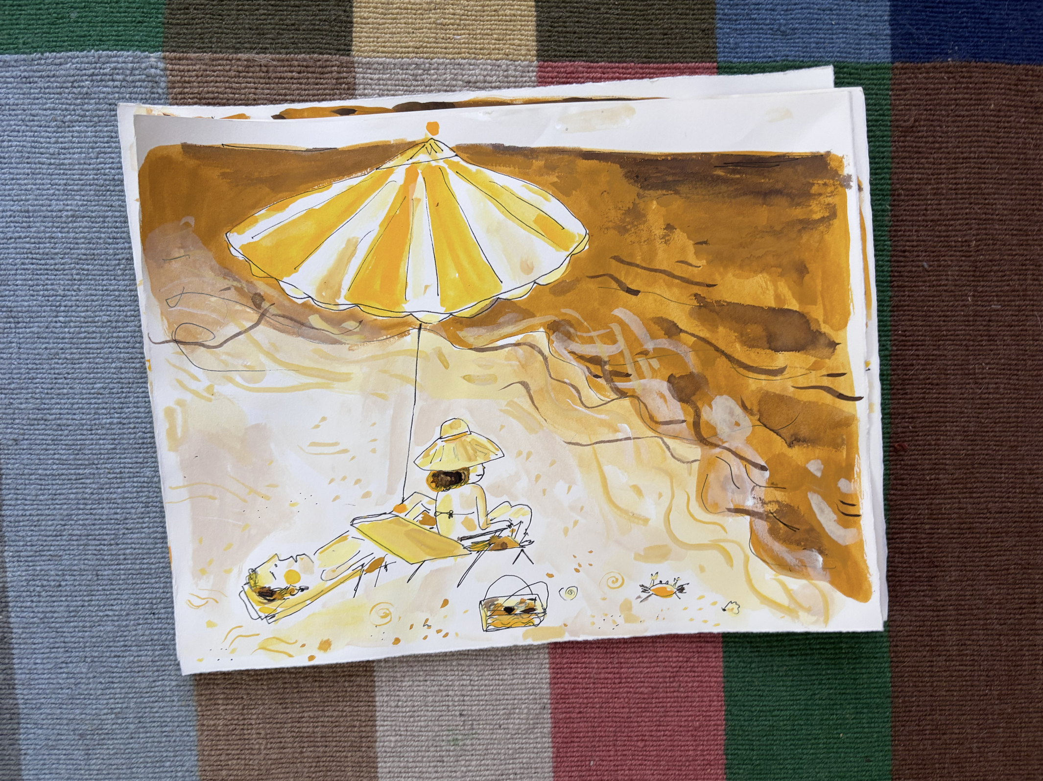 Beach painting in yellows 3