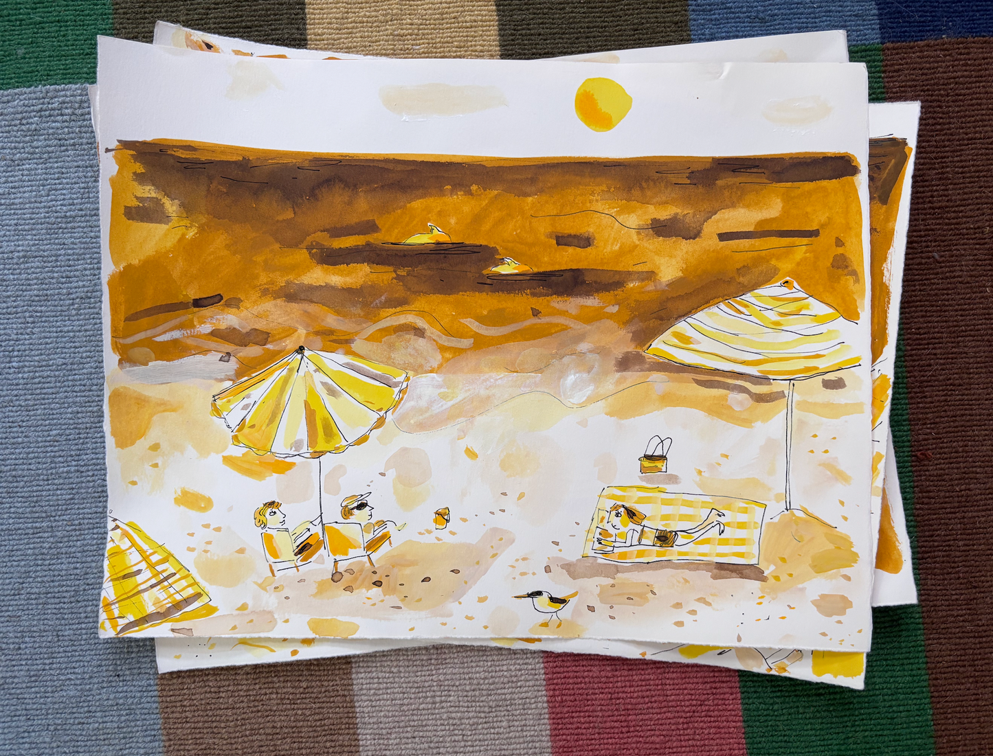 Beach painting in yellows 2
